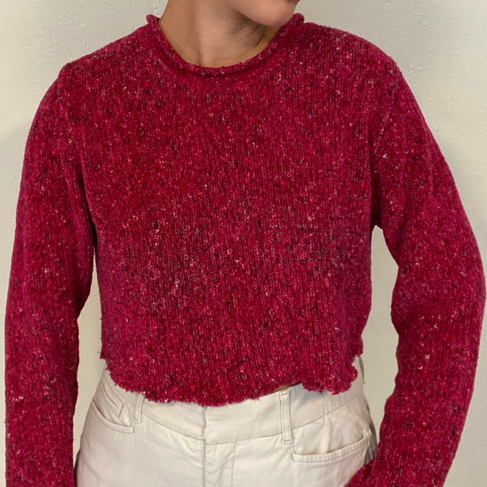 SAGE HARBOR Pink Multi-Color Spotted Sweater